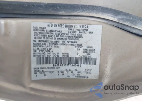 2000 Mercury Sable Ls Premium from USA, damaged, VIN 1MEFM55SXYG640692